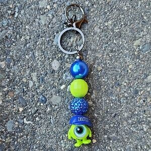 Blue and Green Monster Keychain for Kids